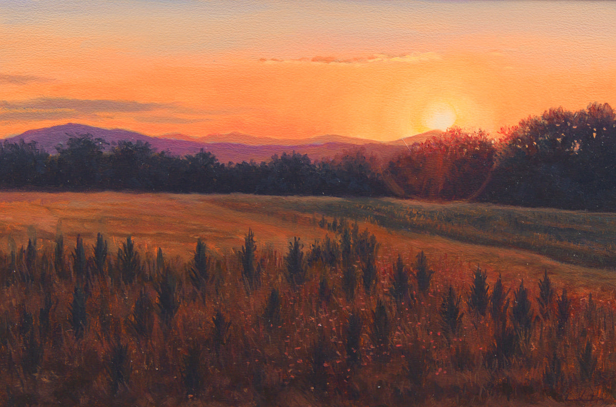 Lumiere d'eclipse Chateauneuf-sur-Isere, Huile surpanneau 20x30cm